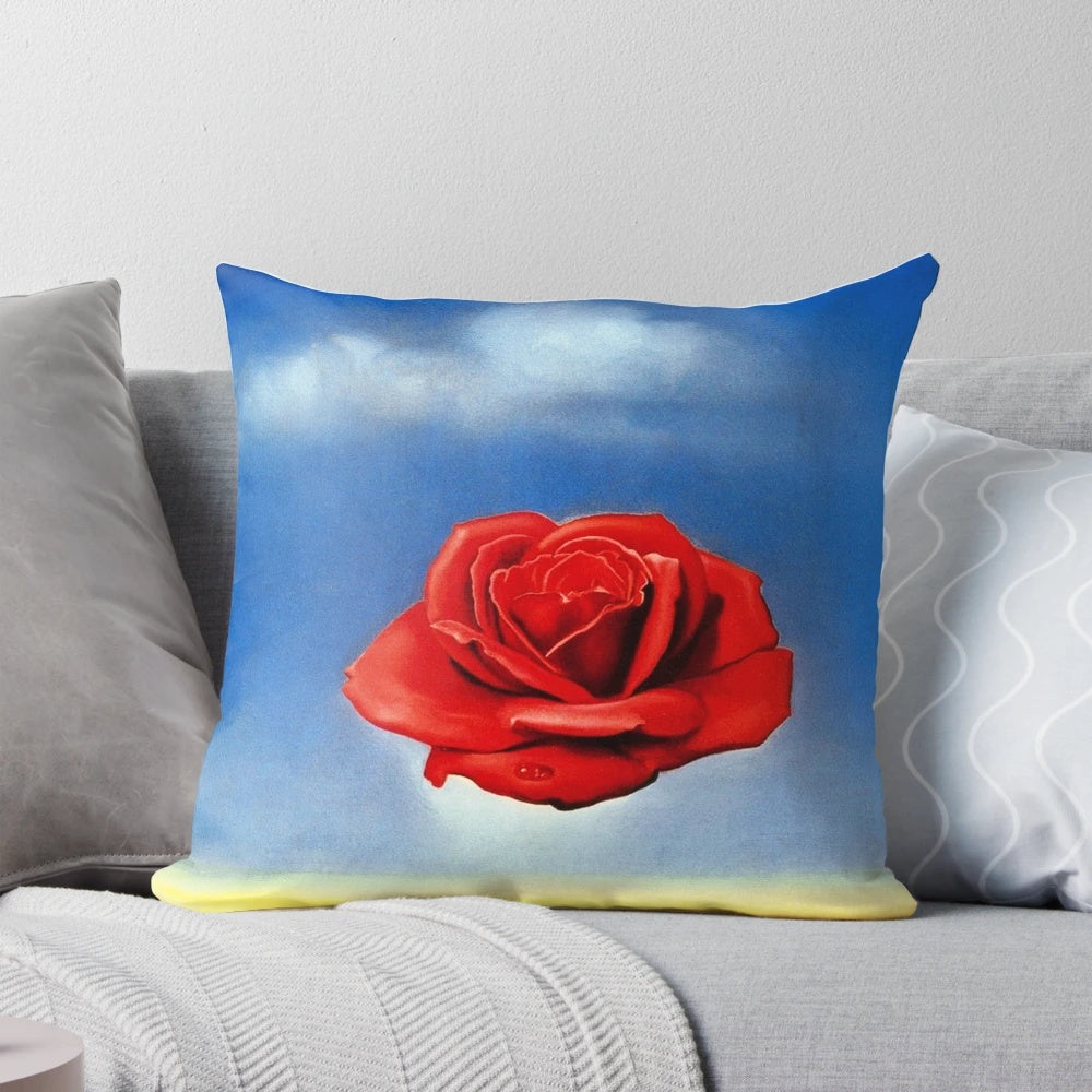 A surreal, abstract Salvador Dali-inspired pillow featuring mystical landscape and dream-like imagery.