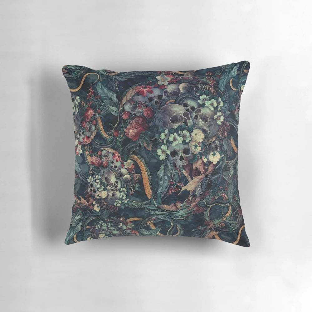 Intriguing surreal artwork featuring a skull and snake, perfect for adding a touch of dark, contemporary style to any room.