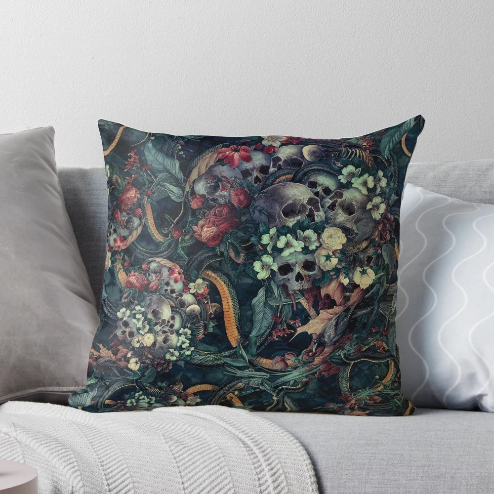 Intriguing surreal artwork featuring a skull and snake, perfect for adding a touch of dark, contemporary style to any room.