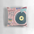 Surreal Strange City Pillow for Record Player Enthusiasts