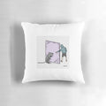 Surreal and abstract "Us and Them" inspired pillow with pink floyd imagery and philosophical themes.