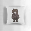 Whimsical pillow featuring a surreal, abstract design inspired by the classic children's book "Where the Wild Things Are" by Maurice Sendak.