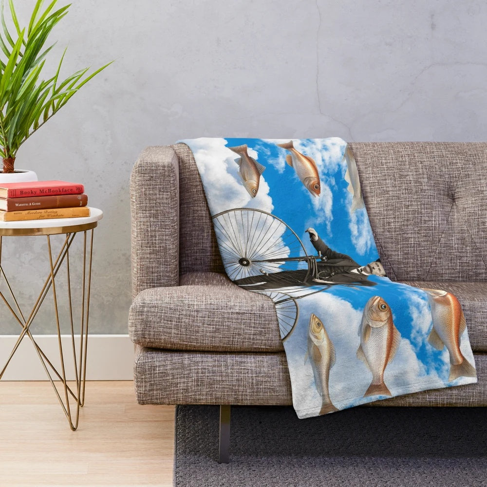 Surrealist dream plush blanket with vibrant, psychedelic pattern