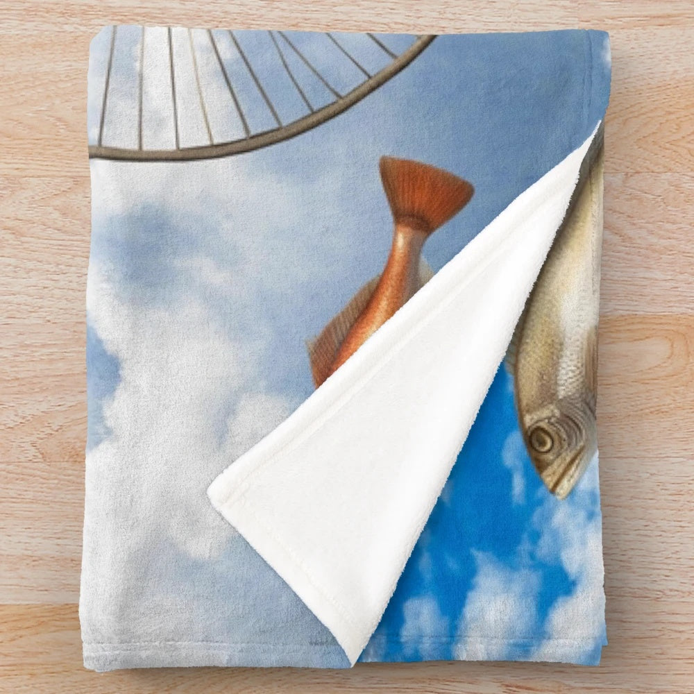 Surrealist dream plush blanket with vibrant, psychedelic pattern