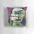 Decorative pillow featuring a surrealist pop art design inspired by the iconic Salvador Dali