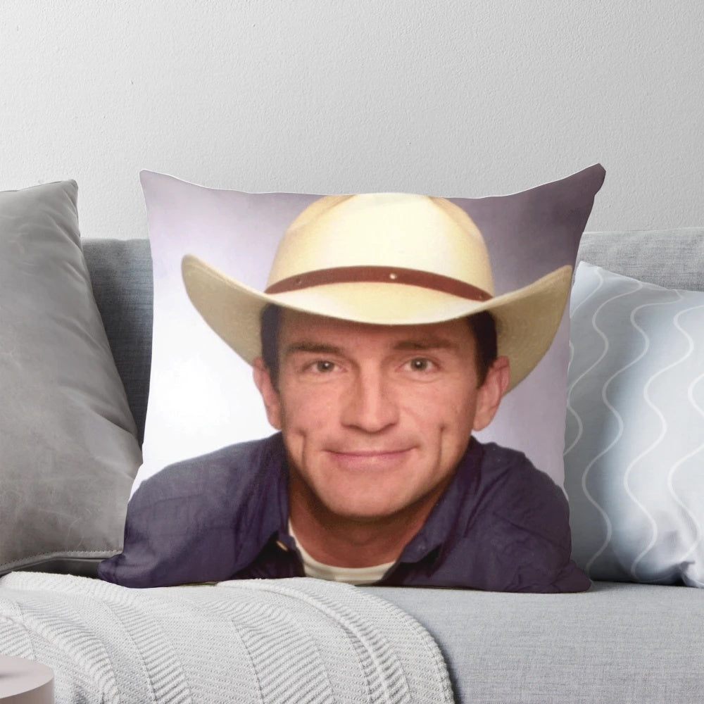 Soft and cozy Survivor-themed pillow featuring host Jeff Probst
