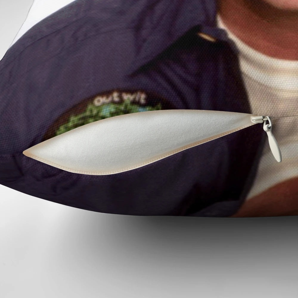Soft and cozy Survivor-themed pillow featuring host Jeff Probst