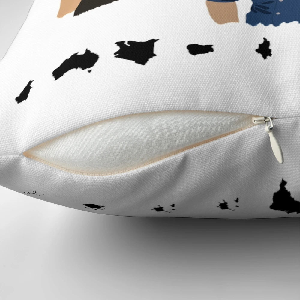 Survivor-themed pillow with Survivor All Stars logo and cast members