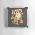 Sushi chef cat pillow featuring a cute kitty in a Japanese restaurant-inspired design