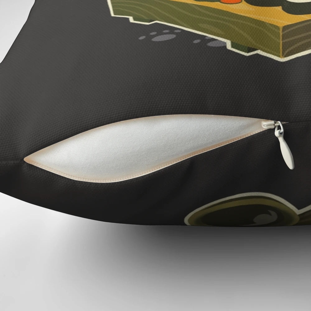 Sushi chef cat pillow featuring a cute kitty in a Japanese restaurant-inspired design