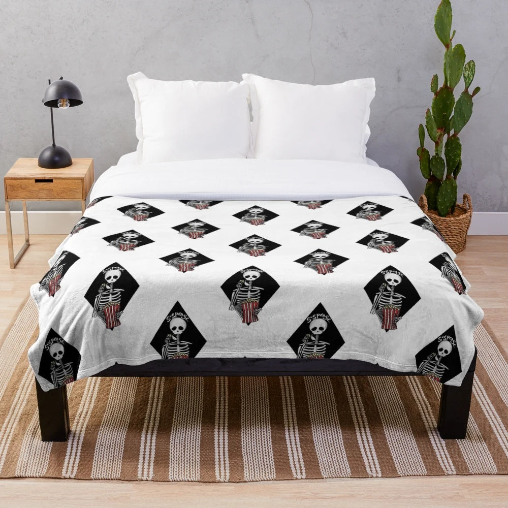 Suspense movie plush blanket with skeleton design