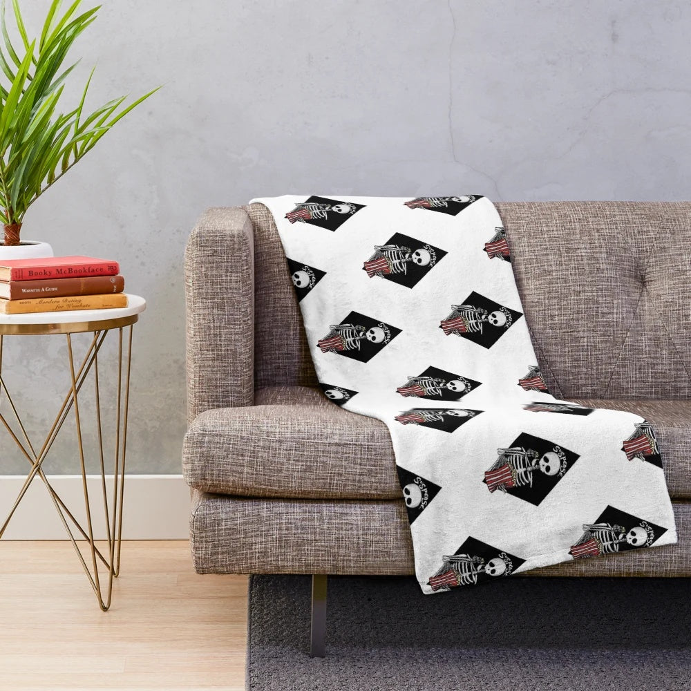 Suspense movie plush blanket with skeleton design