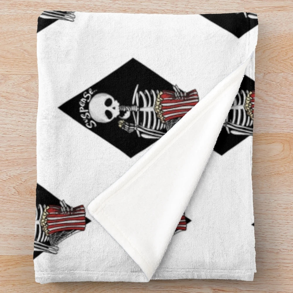 Suspense movie plush blanket with skeleton design