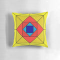 Suspiria-inspired stained glass throw pillow featuring vivid colors and a horror movie theme