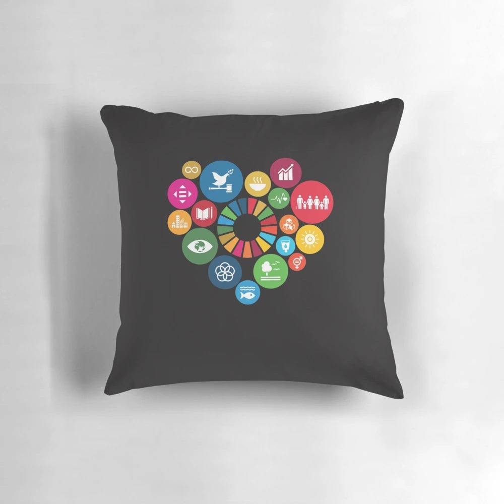 Sustainable Development Goals (SDGs) 2030 Essential T-Shirt Pillow, eco-friendly and stylish home decor