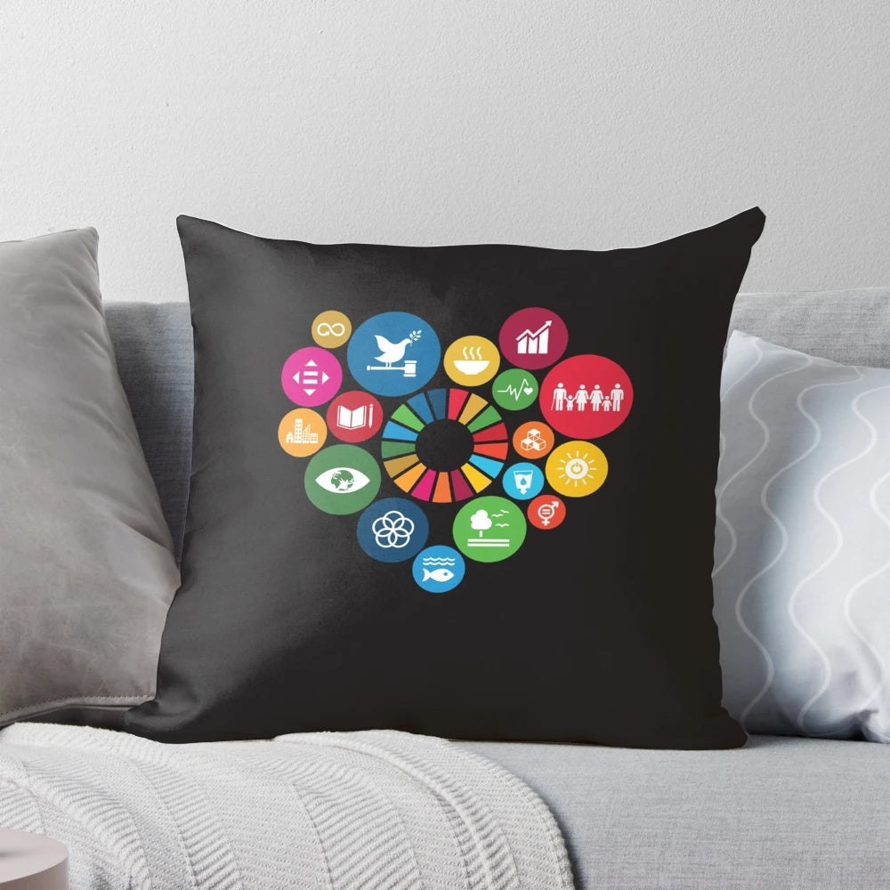Sustainable Development Goals (SDGs) 2030 Essential T-Shirt Pillow, eco-friendly and stylish home decor