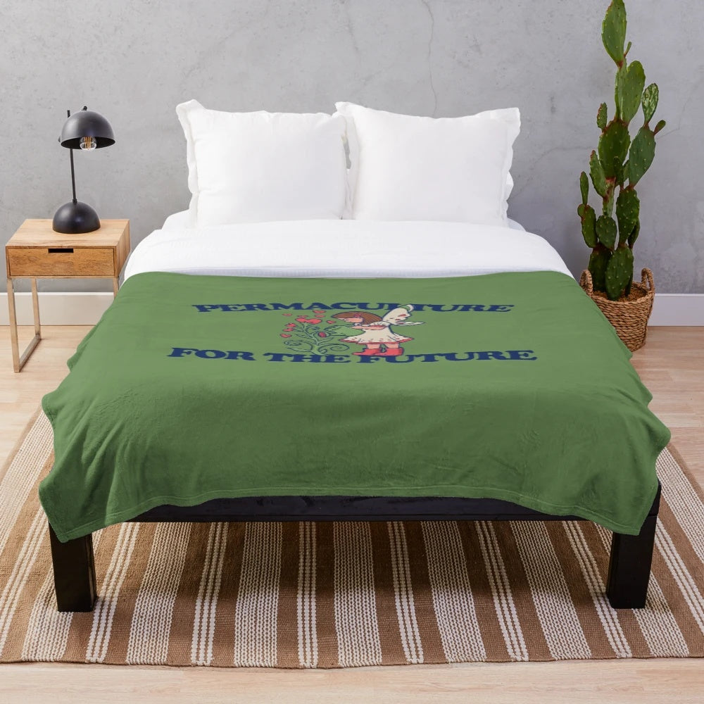 Permaculture-inspired plush blanket for eco-conscious living