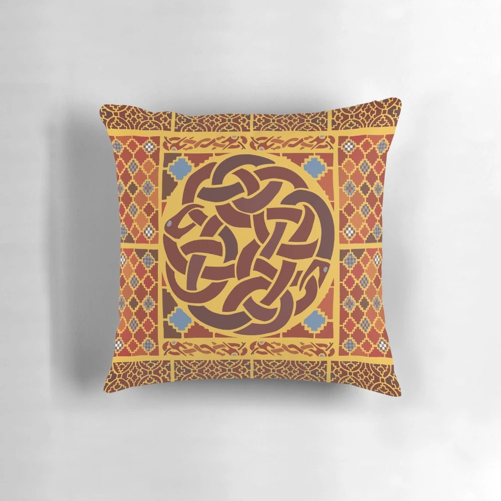 Sutton Hoo Rædwald Anglo-Saxon Pillow with intricate knotwork and garnet accents