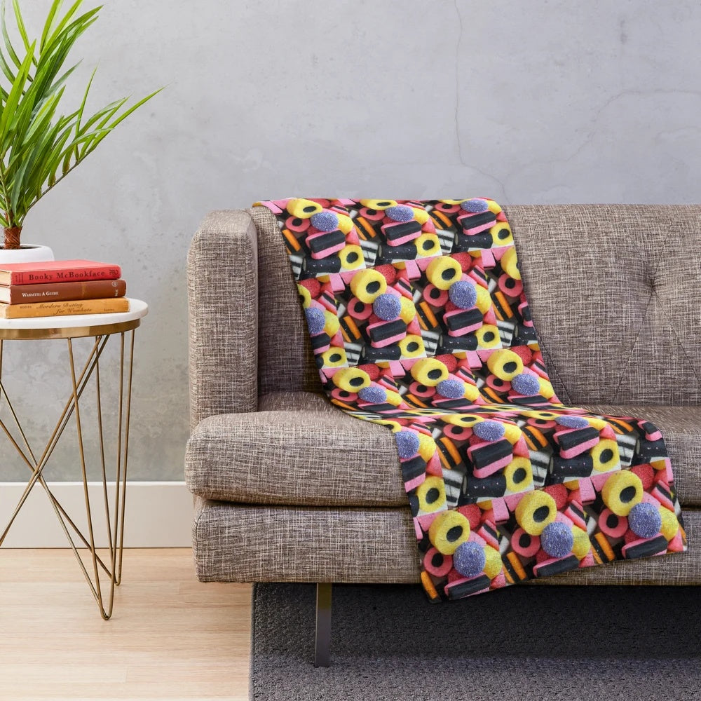 Liquorice Allsorts plush blanket with soft and cozy design