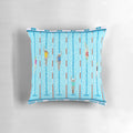 A colorful pillow featuring a swimmers design, perfect for water sports enthusiasts.