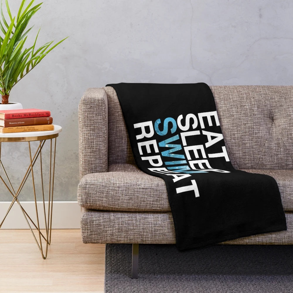 Swim lover plush blanket featuring a swimming themed design