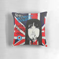 Colorful pillow featuring a 1960s portrait and British flag design for Swinging Sixties style