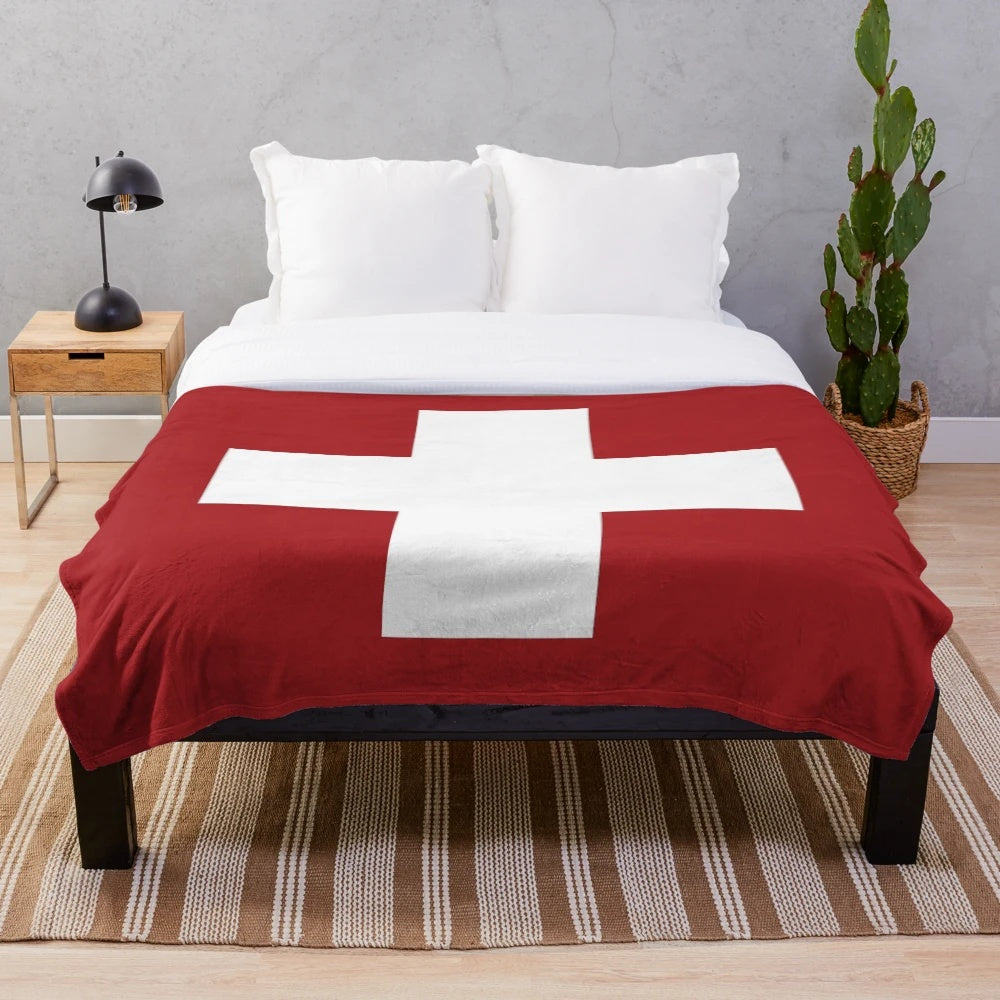 Swiss Cross Plush Blanket, minimalist wall art