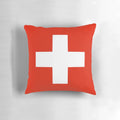 Swiss flag themed decorative pillow with the iconic Swiss cross symbol