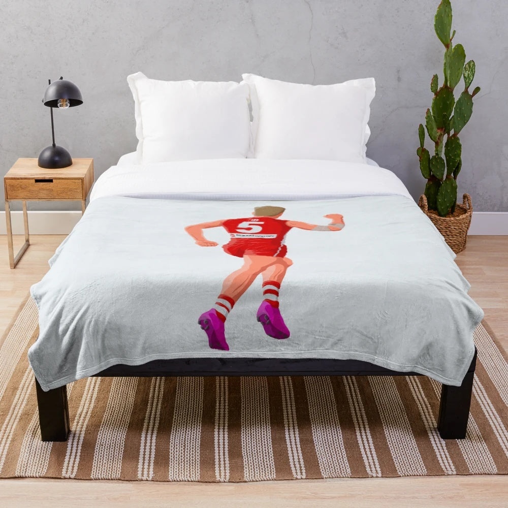 Sydney Swans inspired plush blanket featuring AFL player Isaac Heeney