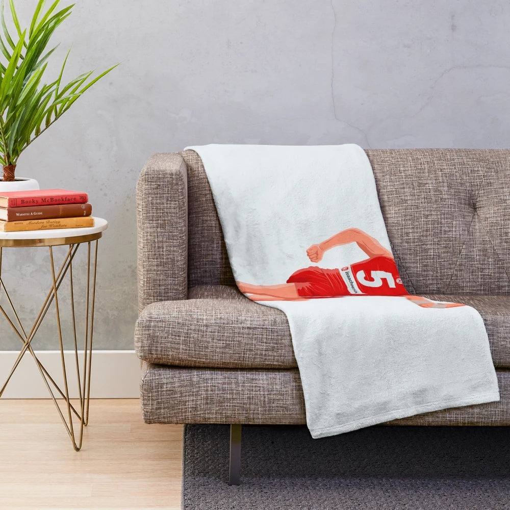 Sydney Swans inspired plush blanket featuring AFL player Isaac Heeney