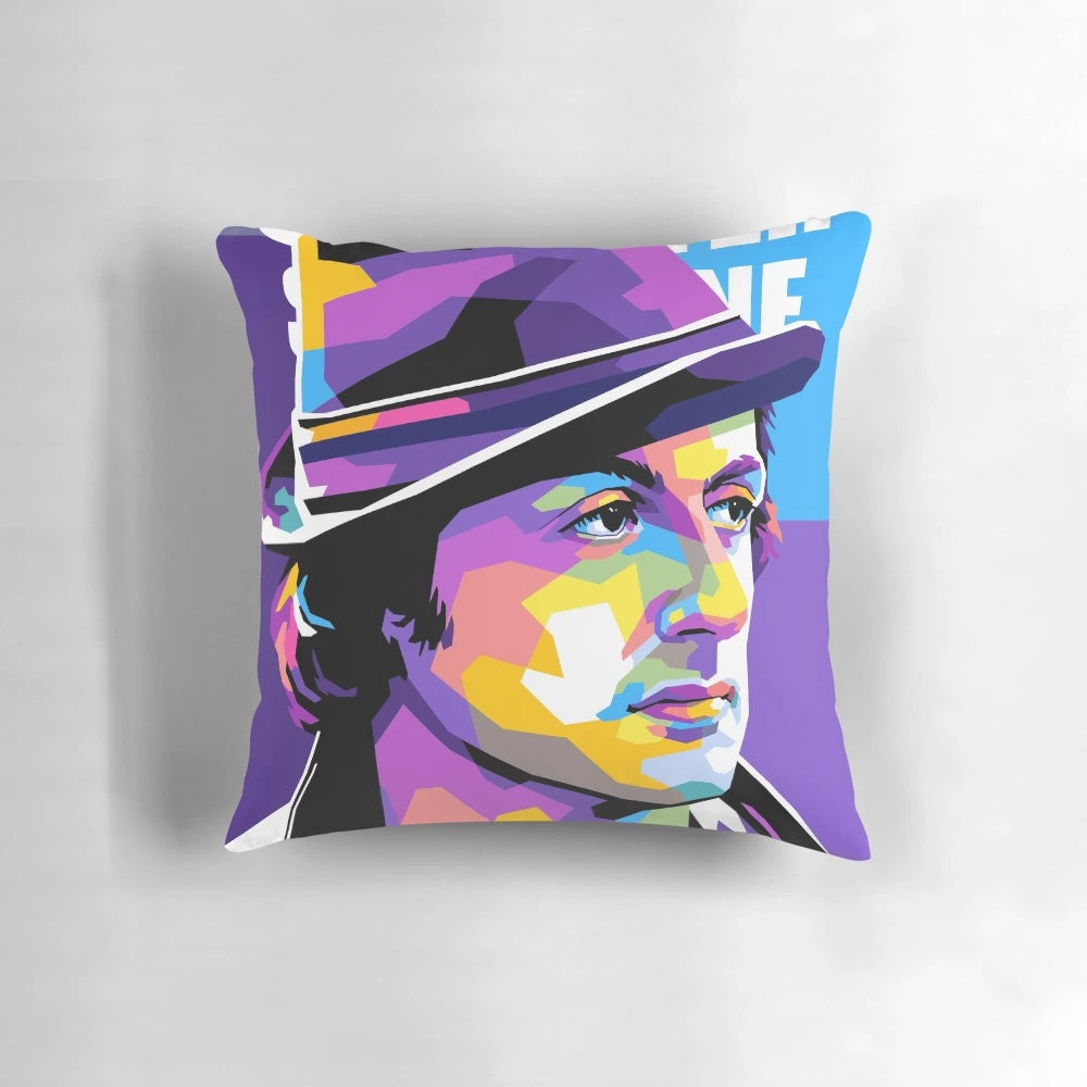 Colorful WPAP-style portrait of actor Sylvester Stallone, known for his iconic role as Rambo.