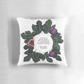 Throw pillow featuring a quote from Sylvia Plath's "The Bell Jar" with a purple fig illustration