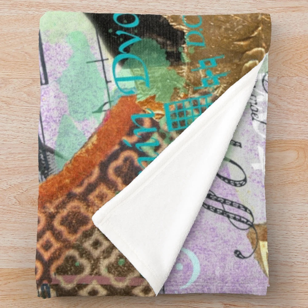 Plush blanket featuring a collage design with a portrait of the classical composer Anton Dvorak