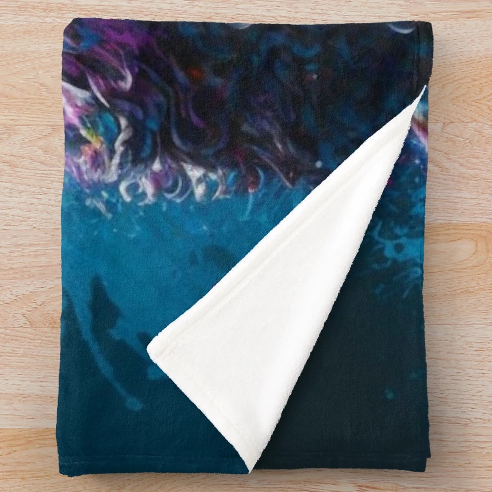 Portuguese Water Dog Themed Plush Blanket with Synesthetic Splash Painting Art