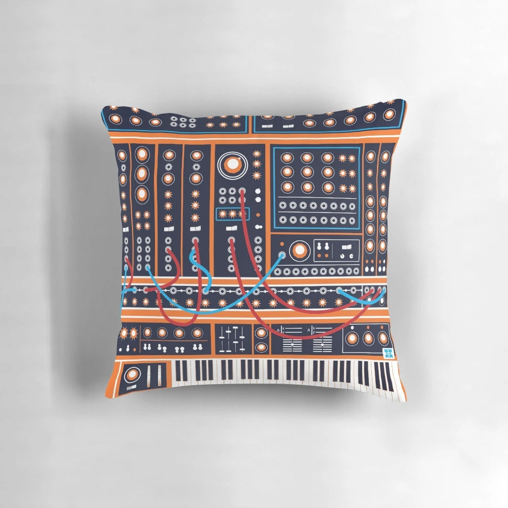 Synth-inspired pillow featuring a sleek, minimalist design perfect for music enthusiasts and tech-savvy home decor