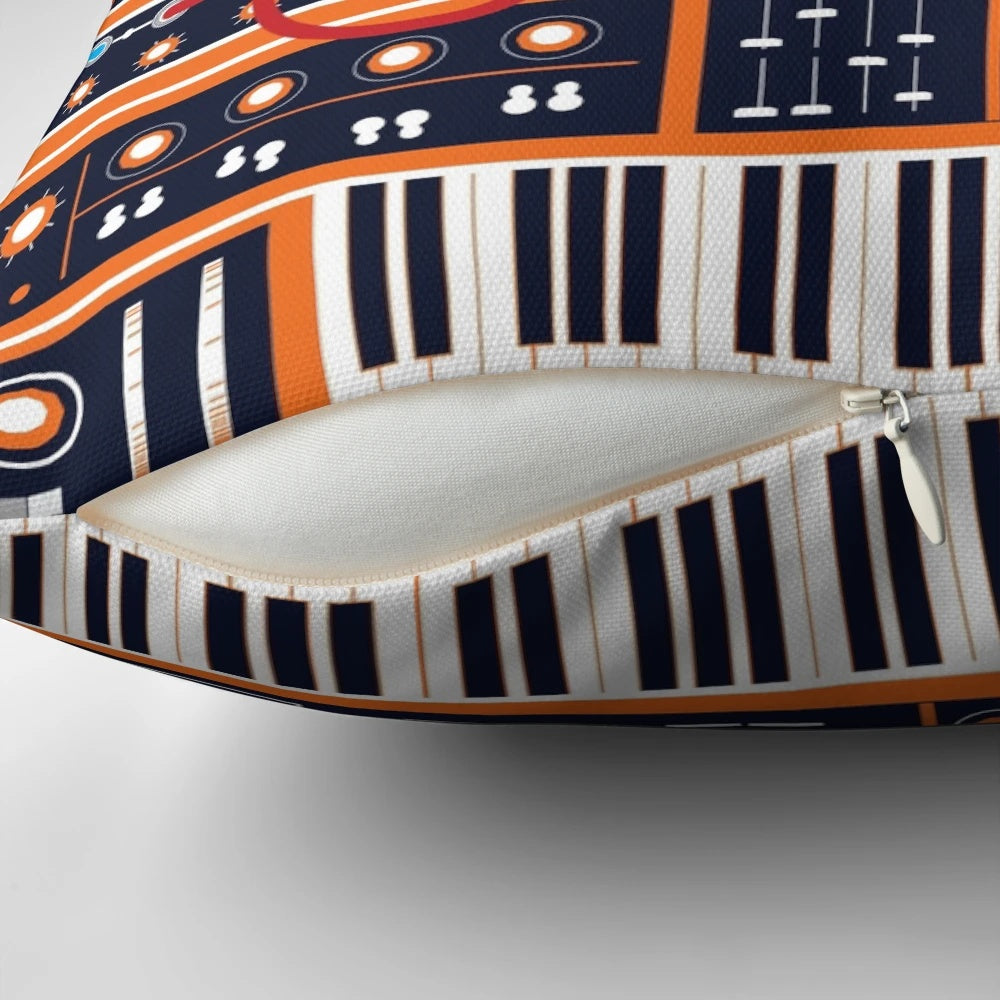 Synth-inspired pillow featuring a sleek, minimalist design perfect for music enthusiasts and tech-savvy home decor
