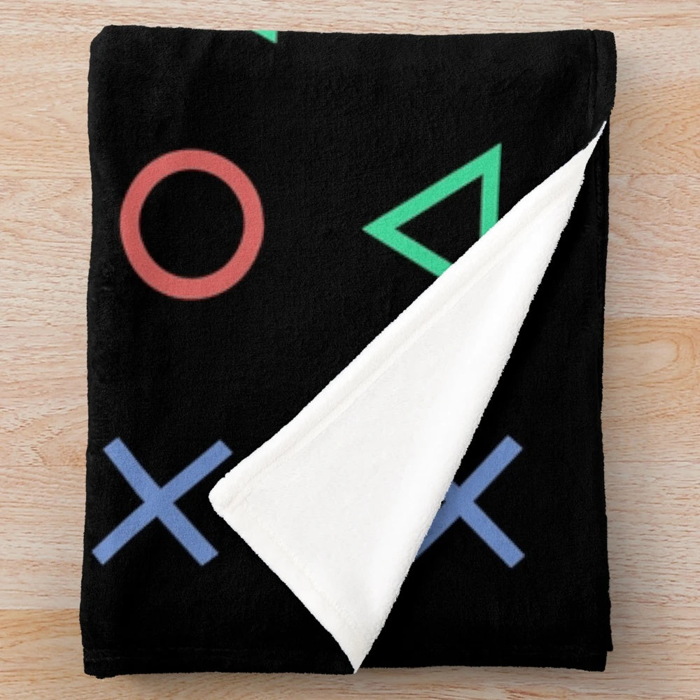 Synthwave plush blanket with retro controller buttons icon design