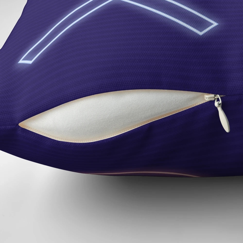 Synthwave Neon Gaming Pillow featuring Playstation-inspired buttons and retro 80s aesthetic