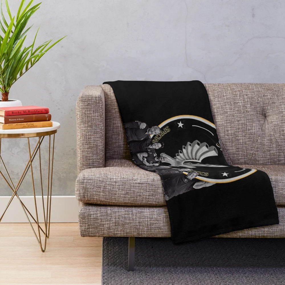 3D plush blanket with military-inspired design