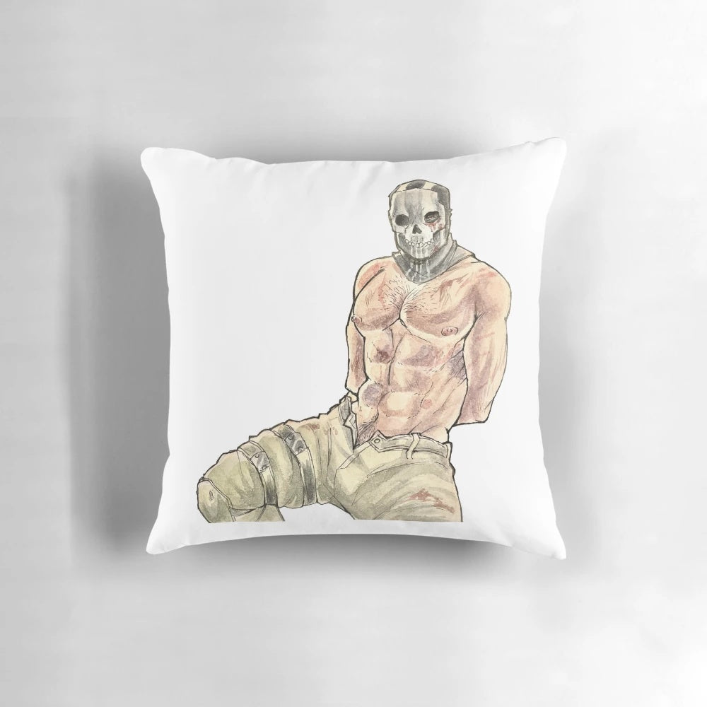 Tactical ghost-themed pinup pillow design for modern warfare enthusiasts