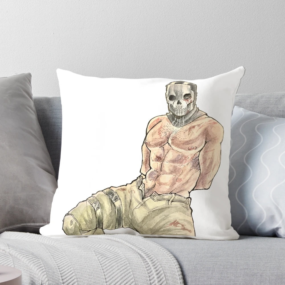 Tactical ghost-themed pinup pillow design for modern warfare enthusiasts
