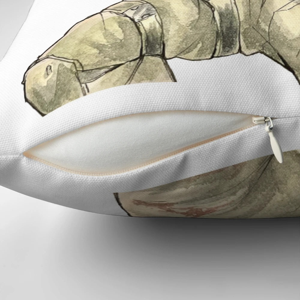 Tactical ghost-themed pinup pillow design for modern warfare enthusiasts