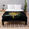 Foxhound-inspired plush blanket with military and tactical design elements