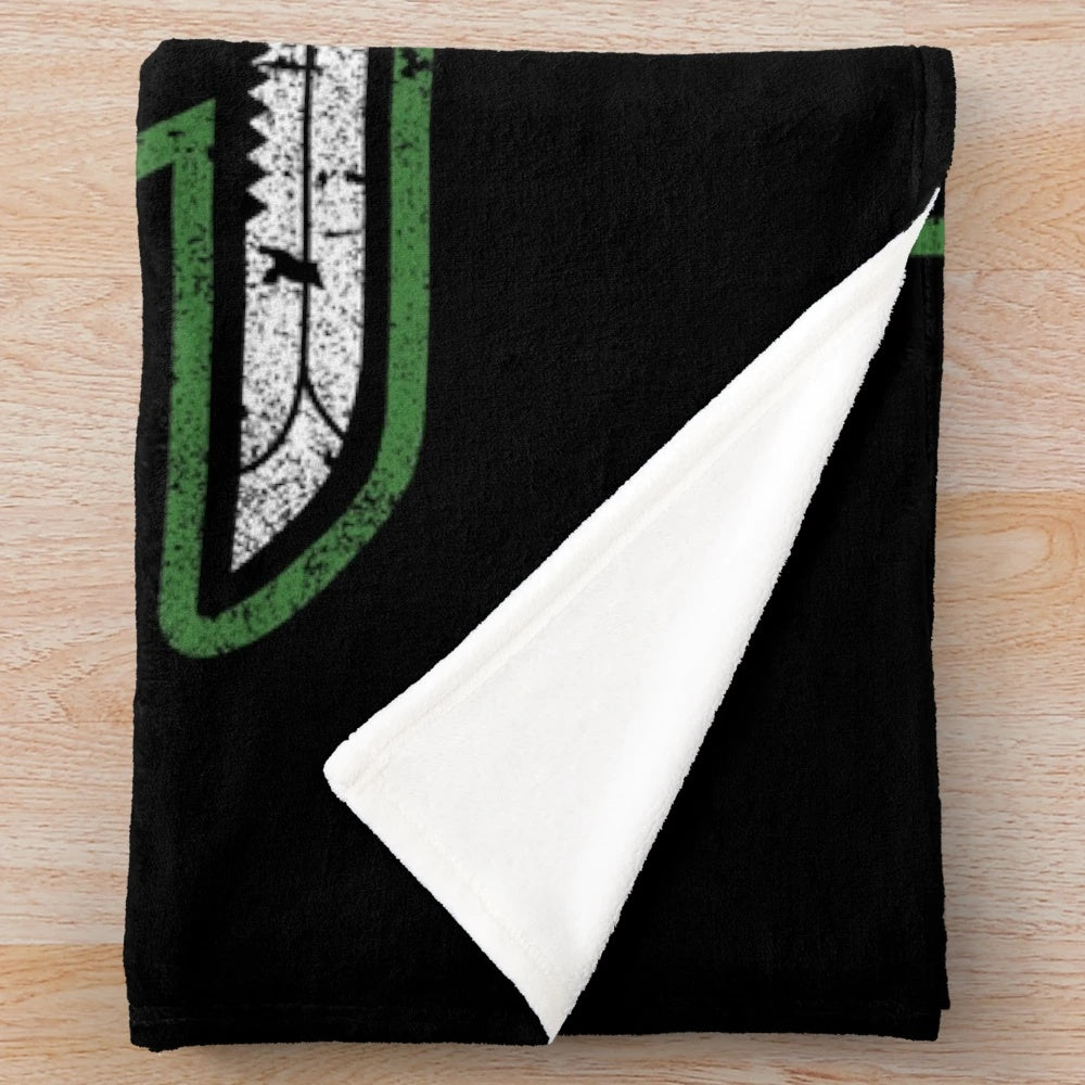 Foxhound-inspired plush blanket with military and tactical design elements