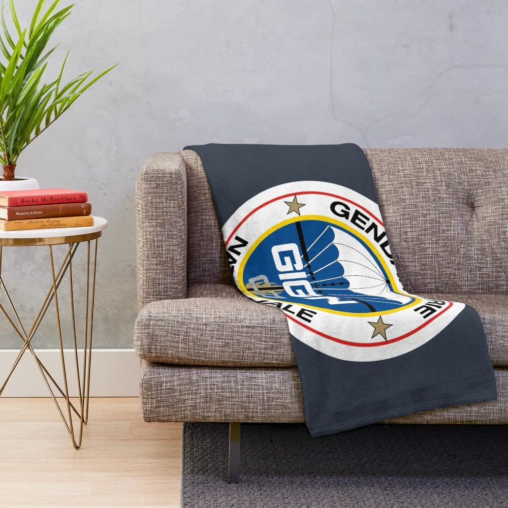 Plush blanket with GIGN (National Gendarmerie Intervention Group) France logo and insignia