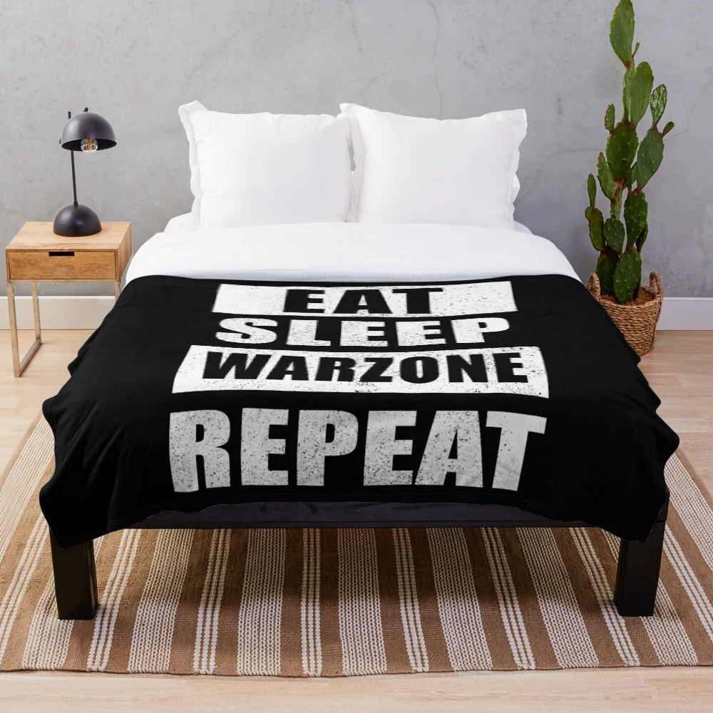 Tactical Warzone Plush Blanket with Eat Sleep Warzone Repeat Design