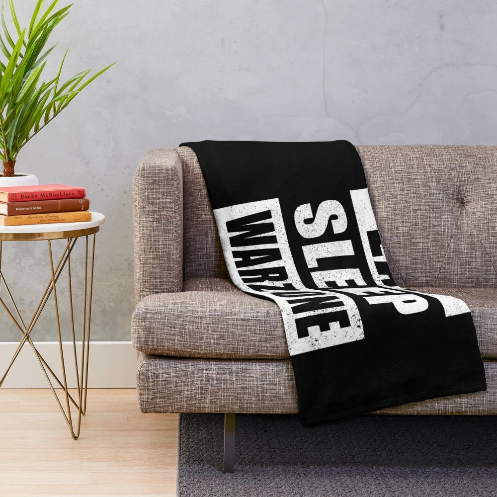Tactical Warzone Plush Blanket with Eat Sleep Warzone Repeat Design