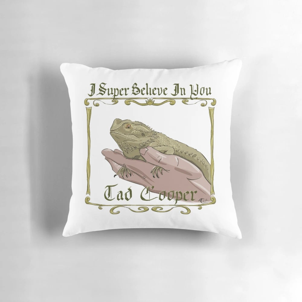 Tad Cooper "I Super Believe in You" Pillow featuring Galavant TV show inspired fanart design