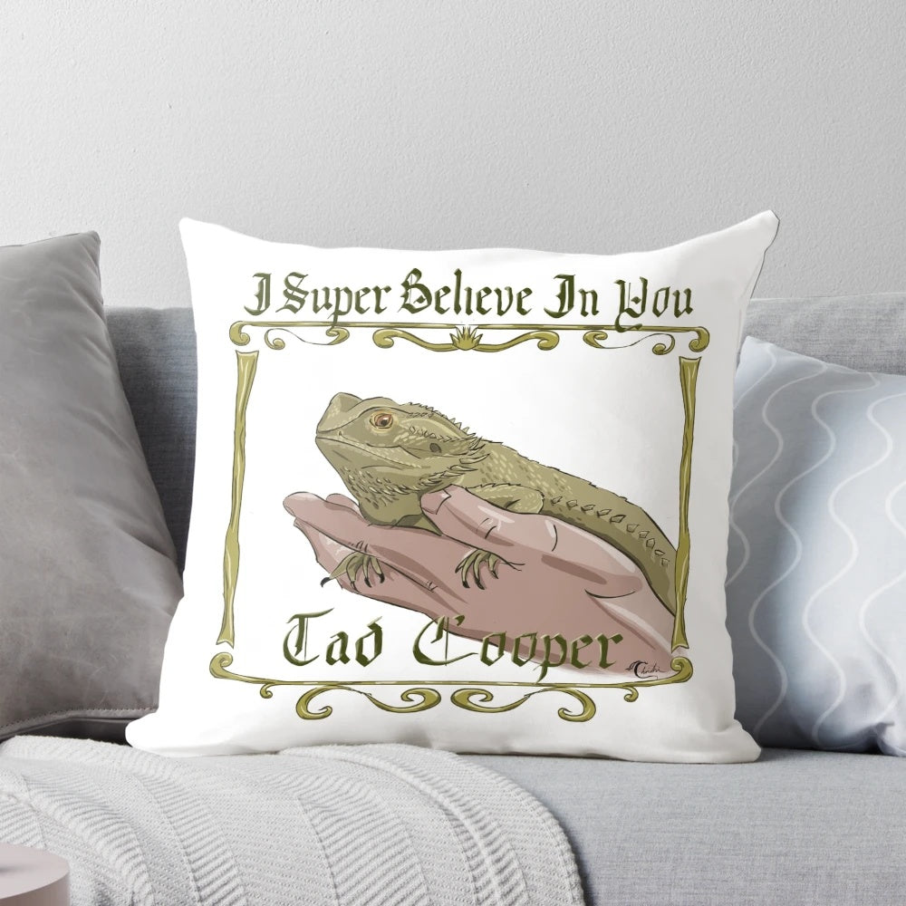 Tad Cooper "I Super Believe in You" Pillow featuring Galavant TV show inspired fanart design