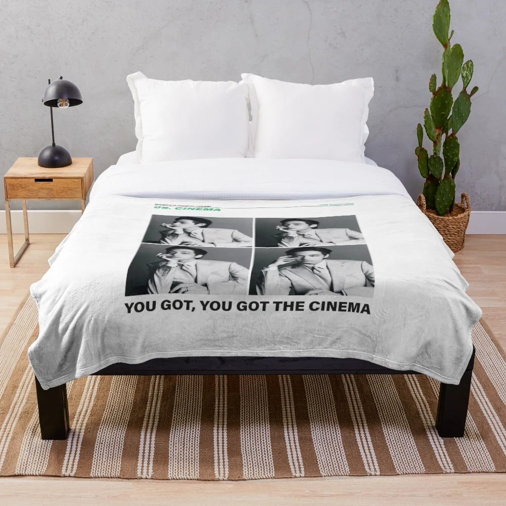Taehyung inspired plush blanket with cinematic black and white design
